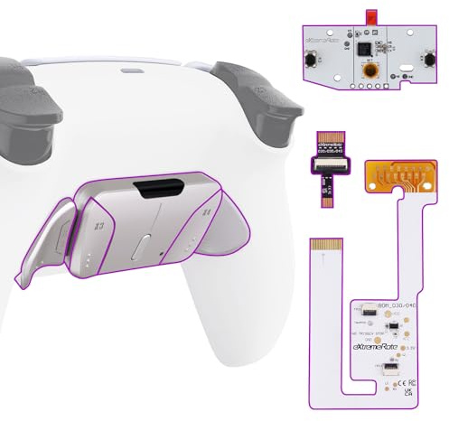 eXtremeRate RISE4 V3 Remap Kit pour ps5 Manette BDM-030/040/050, Coque Arrière Redessinée avec 4 Palette Métal pour ps5 Manette BDM-030/040/050, Palette Métallique (RMB) Version, Blanche Pur