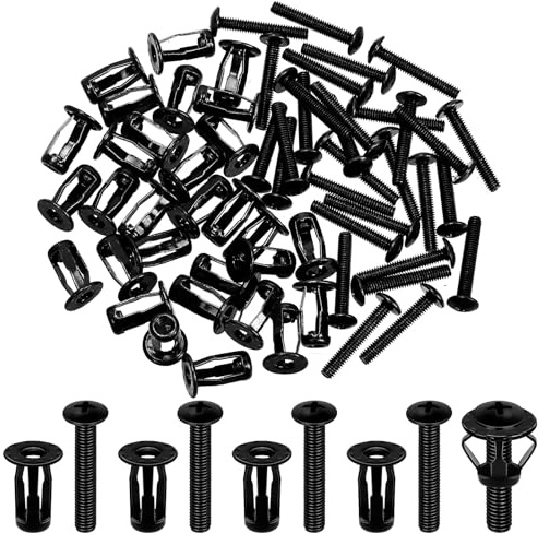 Glarks 60pcs M4 Jack Mutter und flacher Kopf Phillips Maschine Schrauben Kit, schwarze Jacknut Schraube Anker, Gewindeeinsatz Petal Mutter, Expansionsmutter