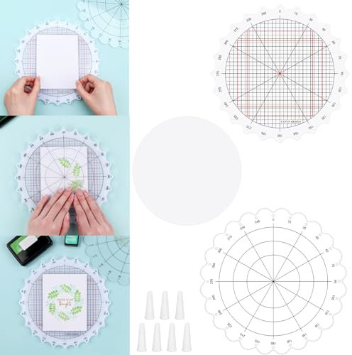 CYFUN DESIGN 24,1 cm rotierende Stempelplattform – Stempel- und Drehwerkzeug für kreisförmige Designs – Positionierungswerkzeug mit Linien für Scrapbooking, Basteln und Kartenherstellung