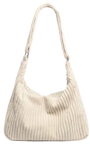 Ulisty Damen Latschig Cord Hobo Tasche Verstellbarer Riemen Schultertasche Umhängetasche Lässig Tragetasche Handtasche beige