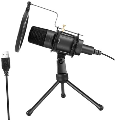Uonlytech Microfono Condensatore USB per Riduzione del Rumore Microfono Condensatore da Tavolo per Giochi e Lezioni Set di Microfoni Completo Staffa