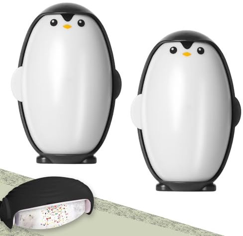 Fusselrolle Waschbarer, Wiederverwendbare Fusselroller Kleidung, Tragbarer Aufkleber Pinguinform Fusselrolle, Waschbare Reusable Lint Roller, Klebrige Gel Fusselrolle Tierhaare für Zuhause (Schwarz)