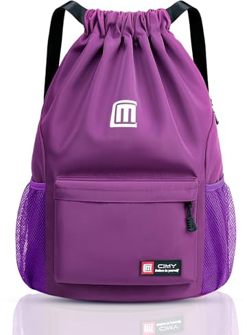 Fadeeg Sac à Dos à Cordon, Sac de Sport Gym Réglable Avec Des Tiroirs, Piscine Sack Sport Fille Homme Peut être Utilisé pour les Natation de Voyage,Violet