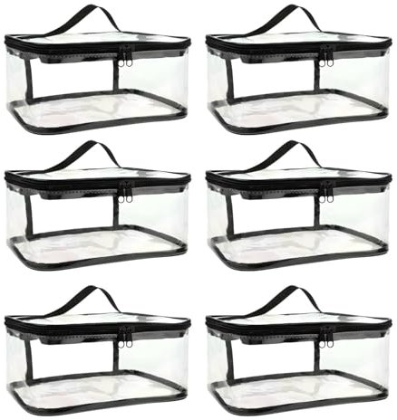 Aufbewahrungstasche für Bausteine, Bausteine ​​Organizer - Reisen transparenter Beutel für Bausteine ​​ - Spielzeugspeicherbox Set von 6, PVC -Brettspiel mit Reißverschluss, Clear Toiletetry Bag