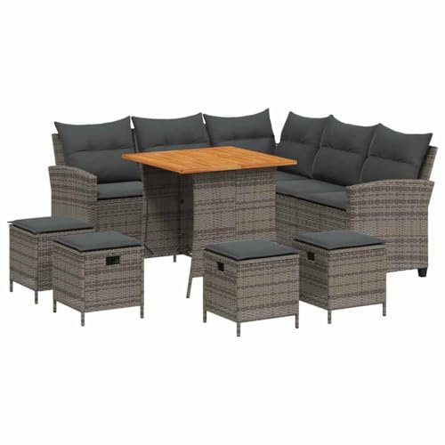 vidaXL 6-TLG. Garten-Sofagarnitur mit Kissen L-Form Grau Poly Rattan, Gartensofa-Set, Terrassen-Sofa-Set, Sofa-Set Poly Rattan, Outdoor-Sofa-Set