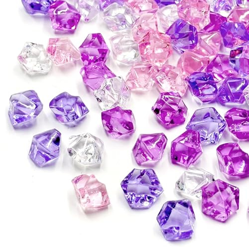 GYSRXS 415PCS Plastik Eiswürfel Wiederverwendbar Künstliche Eiswürfel Deko Diamanten für Vasen Hochzeitsdekor Fotografie Requisiten,Lila(11×14mm)
