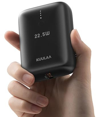 Kuulaa Mini Power Bank 10000mAh Ultra Compatto Caricatore Portatile, 22.5W PD & QC 3.0 Carica Super Rapida Batteria Esterna per iPhone, Samsung, Huawei, Xiaomi ecc,Nero