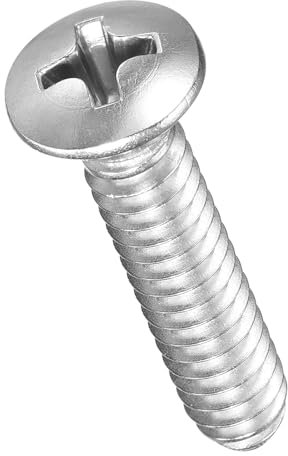 METALLIXITY Phillips Cross Recessed Countersunk Head Screws Bolts (#10-24x7/8) 50Pcs, 304 Stainless Steel Flat Head Woodworking Machine Screws - for Furniture Assembly DIY Projects, Silver