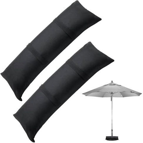 2 pezzi base per ombrellone peso sacchi di sabbia 2 x 44 libbre riempibili sacchi di sabbia vuoti, accessori per piscina all'aperto resistenti per giardino mobili da giardino trampolino patio nero