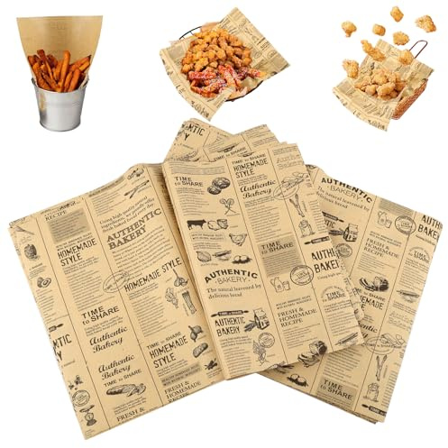 Hopton 100 Blätter Backpapier Zeitungsoptik,Deli Papierblätter 28 X 38 cm
