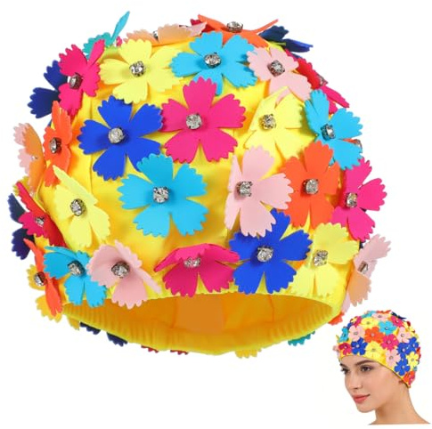 Toyvian Blütenblatt Badehut Für Damen Und Mädchen Bade Duschhaube wasserdichte Hüte Für Damen Damen Badehüte Badekappe Aus Stoff Badekappe Für Damen Blumen Bunt Nylon
