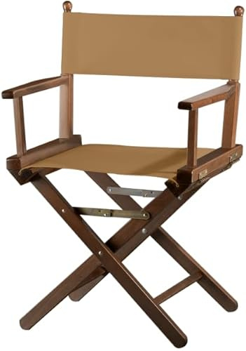 ZStyle Regiestuhl, zusammenklappbar, aus Holz und Stoff, platzsparend, für Garten, Haus, Camping, Catering, Terrasse, Hochzeit, Restaurant, Bar, Innen- und Außenbereich (Gestell Walnuss – Taupe)