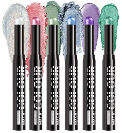 Barra De Sombras De Ojos Cremosa | Sombras De Ojos Cremosas Con Brillo | 6 Unidades Duradero Impermeable Maquillaje Viajes Regalos Uso Diario Cosmeticos Mujeres Belleza Fiestas