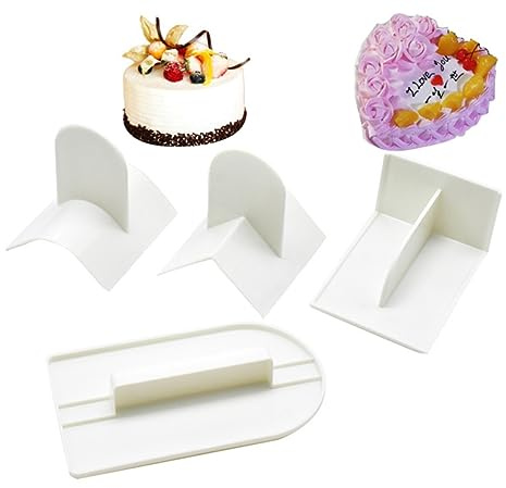 Sosoport Lot De 4 Lisseurs à Gâteau Blancs en Plastique Spatules T, U, v pour Fondant Et Pâte à Sucre Grattoirs à Pâte pour Décoration Pâtisserie DIY