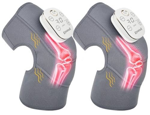 Massaggiatore doppio per ginocchia, massaggiatore cordless 3 in 1 con calore e vibrazione, trasmissione vocale Allevia il dolore articolare, rilassa i muscoli, portatile