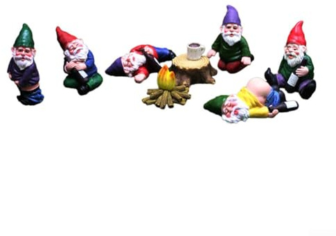 Vilgftyiet Lot de 9 figurines de nain ivre personnalisées en résine pour décoration de Noël, statues de paysage extérieur fantaisistes pour cour ou décoration de fête à la maison