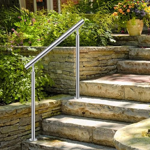 Barandilla de acero inoxidable para 1-4 escalones – Barandilla ajustable para exteriores, agarre de seguridad para jardín, entrada y terraza – y diseño elegante