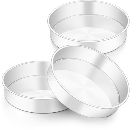 HaWare 9 inch Cake Tin Set of 3, Stainless Steel Round Cake Pan for Baking Roasting Serving, Layer Cake Tin for Birthday Wedding, Healthy & Non-Toxic, Mirror Polished & Dishwasher Safe (23cm)