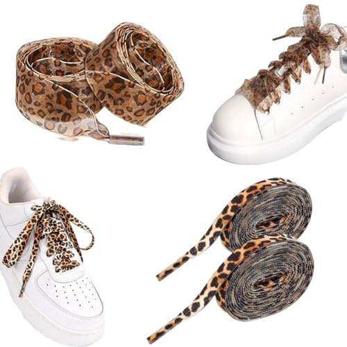 ARYIMYDP 2 Paia Lacci Leopardato, Lacci Piatti 120cm per Scarpe Sportive, Sneakers e Scarpe Casual, Resistente allo Strappo, Impermeabile, Regalo Ideale per Appassionati di Moda