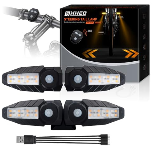 Bike Tail Light with Ultra-Bright Turn Signal Projection, 5 Modes-Wireless Horn Alarm Bicycle Tail Light 30 LED IPX4 Waterproof USB Rechargeable Rear and Front Cycling Lights for Road Safety(4Pcs)