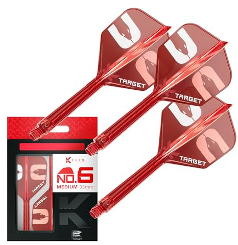 Target Darts Nathan Aspinall “ASP” K-Flex Flight & Shaft System, Red | No.6 Kflex – Medium (33mm) All-in-One K Flex Flights und Shafts, professionelles Dartzubehör