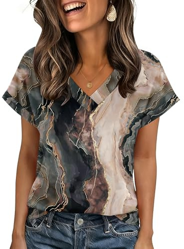Zeagoo Womens Summer Tops Dressy Cute Short Sleeve Shirts V Neck Blouses Business Casual Work Tee 2026
