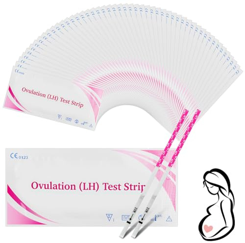 Beugo 50 Pack Ovulation Test Strips, 25miu/ml Fertility Tests for Ovulation, Test Kit Sensitive Fertility Predictor Testing Sticks to Know Your Most Fertile Days, 2.5MM Width