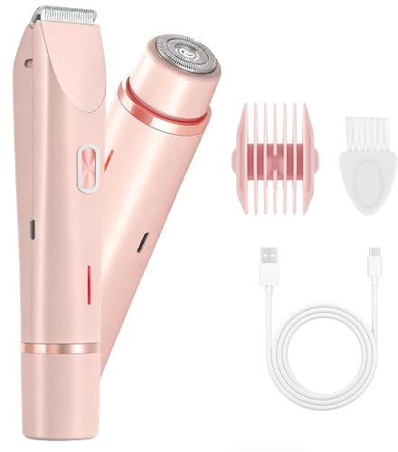 Rasoir intime pour femme, 2 en 1, électrique, étanche, pour utilisation sèche et humide, zone intime, bikini pour partie privée, visage, aisselles, jambes