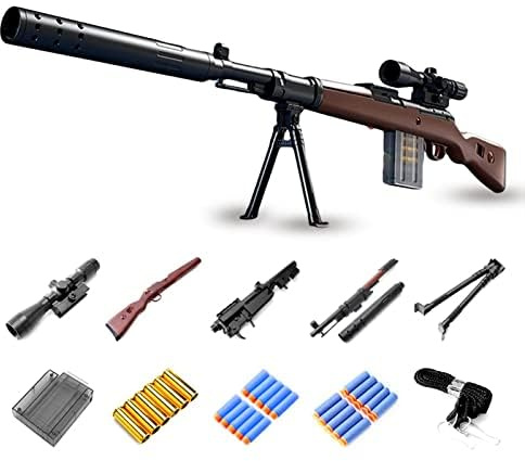 Schaumstoff-Blaster Gewehr, Scharfschützengewehr mit 20 Weichen Bällen, Soft Bullet Sniper Toy Gun mit Brille für Kinder, Unisex, Spielzeugpistole für Jungen, Kinder und Erwachsene (Kar 98K)
