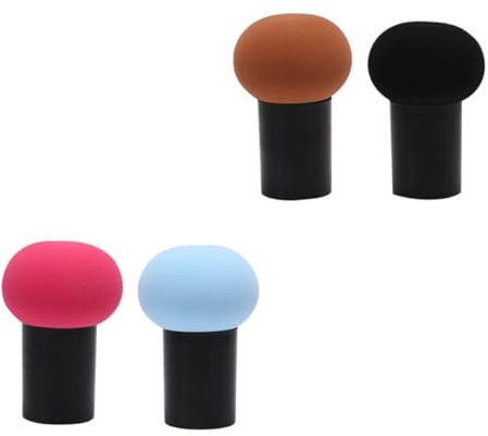Garneck Piumini per Cipria in Polvere Libera 4 Pezzi Soffici a Forma di Funghetto, Cuscini Cosmetici Compatti per Trucco Viso Donna, Applicatori per Fondotinta e Cipria Colore Casuale