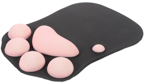 Amosfun Tapis de Souris en Silicone Patte de Chat avec Repose-Poignet Ergonomique, Tapis Gamer pour Bureau, Design 3D Confortable Noir et Rose, Accessoire de Bureau pour Ordinateur