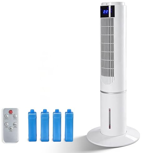 Citybee Ventilatore silenzioso – Ventilatore a torre con raffreddamento – Ventilatore a torre con telecomando – 3 velocità – Ventilatore a colonna oscillante per camera da letto