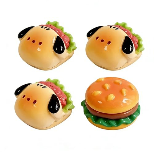 FHGSPQWM 4PCS Handcrafted Resin Keycap Stickers Puppy Hamburger Design for Mechanical Keyboards Typing Comfort Hamburger Dog Keycaps Height Increaser