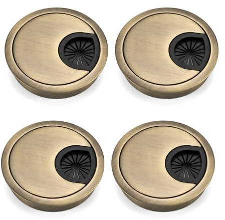 Nybrax 4 Pack Round Cable Hole Cover, Zinc Alloy Desk Hole Covers, Computer Desk Metal Cable Hole, Cover Cable Wire Grommet, One-Piece Molded Construction Cable, for Desktop Cable Organizer(Bronze)