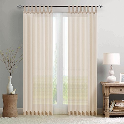 TOPICK Schlaufenschal 2er Set Gardinenschals Vorhänge H245xB140 Khaki | Leinenoptik Schlaufengardinen Wohnzimmer modern Schlaufenvorhang Vorhänge Schlafzimmer Curtains Living Room übergardinen