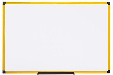 Bi-Office Ultrabrite Whiteboard - 150 x 100 cm - emailliert, Memoboard mit Gelber Alurahmen und Stifteablage