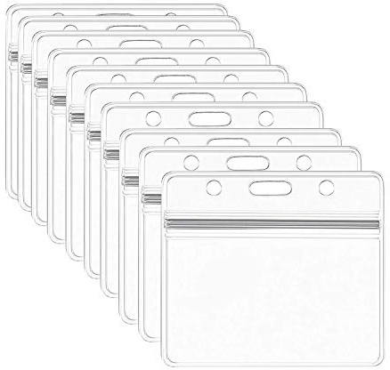 Ausweishalter, Kartenhalter, Namensschilder – SumDirect, 50 Stück, Kunststoff-Ausweishalter, horizontal, transparent, Ausweishalter, transparente Namensschilder