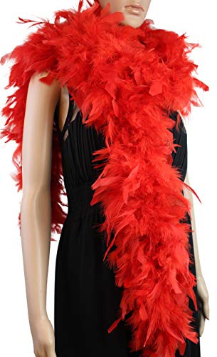 Flydreamfeathers Chandelle-Federboa, 80 g, 2 m lang, 10 Farben, ideal für Party, Hochzeit, Halloween-Kostüm, Weihnachtsbaumdekoration, Farbe: Rot., 72 inch long, 80 gram weight