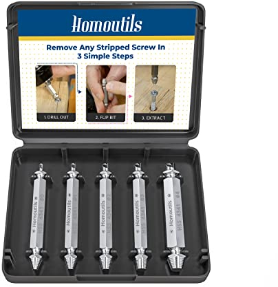 Set of 5 Damaged Screw Extractor Set Remover for Stripped Head Screws Extractor Kit DIY Tools for Men Cool Gadgets for Men Screw Remover Extractor Bit Set