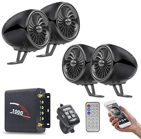 Altoparlante Bluetooth Per Moto, Altoparlante Impermeabile Full Range Da 3,5 Pollici E Telecomando Completo, Ingresso AUX, USB, MicroSD, Radio FM