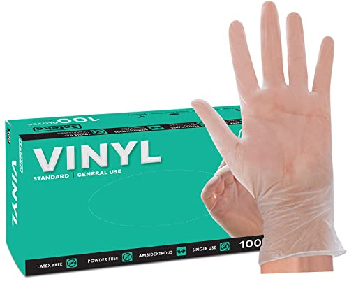 SAFEKO General-Use Disposable Clear Vinyl Gloves - X-Large - Powder & Latex Free [Box of 100] - 6008BX