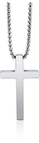 PiercingJak Edelstahl Kreuz Kette Herren Damen Halskette Religiöse Gebet Kreuz Anhänger mit 24 Kette, Silber