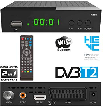 Decoder Digitale Terrestre DVB T2 / HD/Scart/HDMI/Ricevitore TV/H.265 HEVC/USB/DVB-T2 / WIFI APP/Per Digitale CAVO HDMI INCLUSO