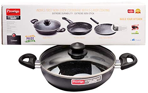 Prestige Granite Induction Base Non Stick Cookware Set, 3 Pieces