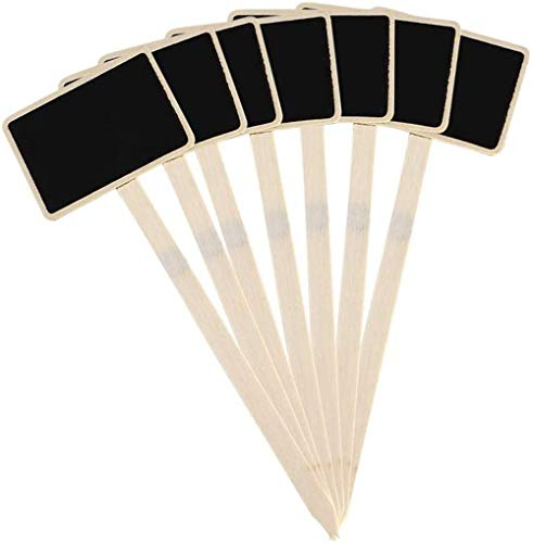 Voarge 20 Pezzi Etichette in Legno per Piante Lavagna Nera, per Fiori E Piante, Decorazione per Casa, Giardino, Matrimoni, Mini Lavagna Etichette in Legno