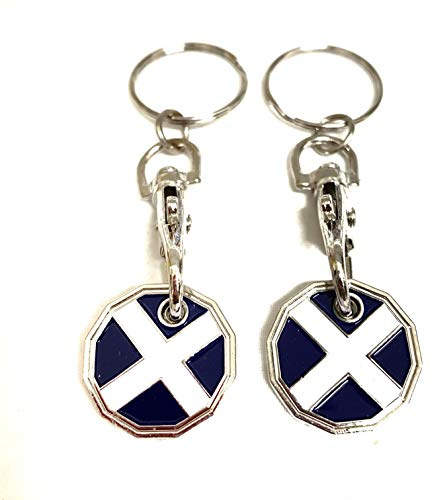 Craft 4 You Shopping Trolley Token UK Key rings Dodecagon £1 Coin Shape Handy Pound Coin Works at Supermarkets Shops Gym Locker (St. Andrew's Cross)