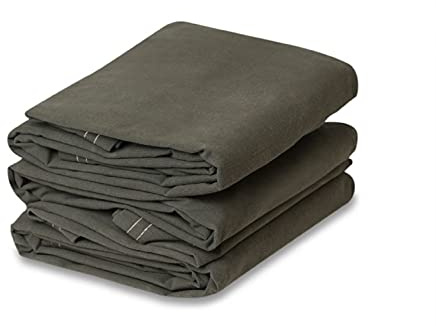 UK Eco Green Canvas Heavy Duty Cotton Tarpaulin Cover Boat Log Store Roofing Sheets (Grey, 6 x 8 (1.8m x 2.4m))