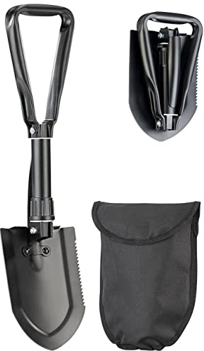 Semptec Urban Survival Technology Schneeschaufel: 3in1-Kombi-Klappspaten mit Säge & Spitzhacke, aus Carbonstahl, Tasche (Campingschaufel, Outdoor-Klappspaten, Sägeblätter)