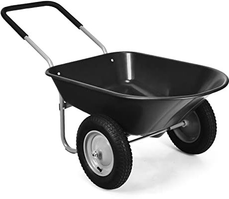 COSTWAY Carretilla con 2 Ruedas de Jardín, Carro Resistente con Estructura en Acero Robusto y Ruedas Neumáticas 35,5 cm, Gran Capacidad de Carga de 100 kg (Negro)