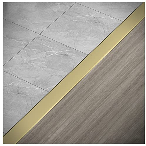 LLAA übergangsprofil Gold Bodenbelag/Schwellenleisten Holz Zu Fliese, T-Form Flachteiler/Lückenverbindungsleisten, Für Haustür Türen Vinylböden (Size : 150cm/59.1in)